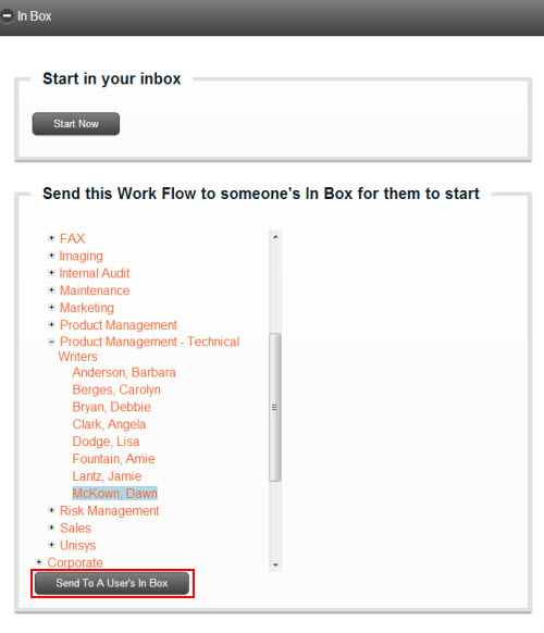 Launching a Work Flow from the In Box